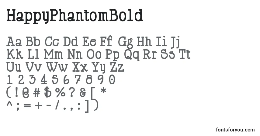 Шрифт HappyPhantomBold – алфавит, цифры, специальные символы