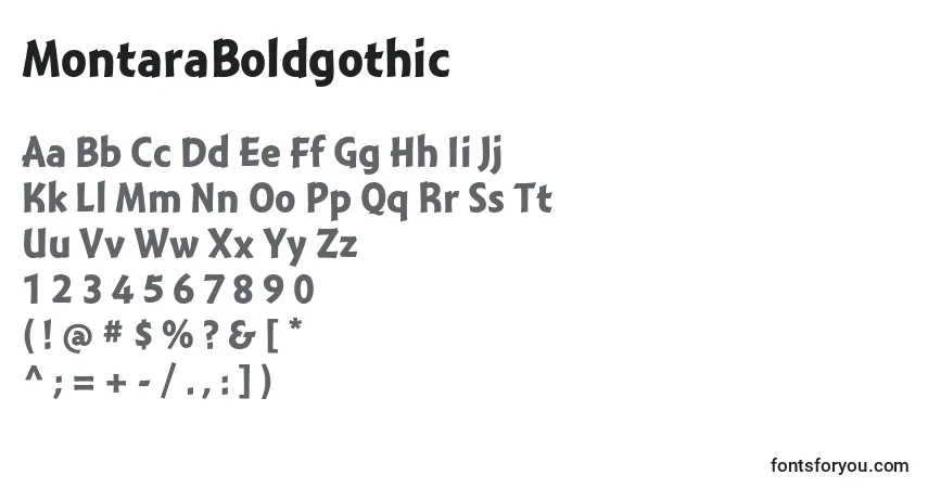 Schriftart MontaraBoldgothic – Alphabet, Zahlen, spezielle Symbole