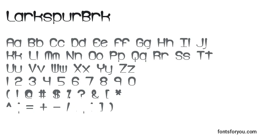 A fonte LarkspurBrk – alfabeto, números, caracteres especiais