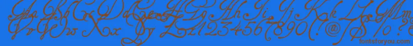 Tagettes-Schriftart – Braune Schriften auf blauem Hintergrund