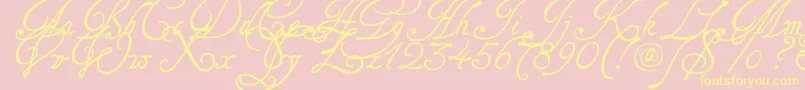 Tagettes-Schriftart – Gelbe Schriften auf rosa Hintergrund