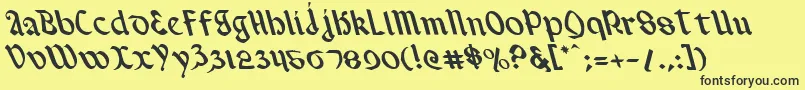 フォントValeriusLeftalic – 黒い文字の黄色い背景