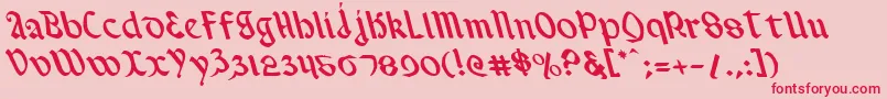 フォントValeriusLeftalic – ピンクの背景に赤い文字