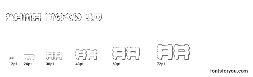 Размеры шрифта Yama Moto 3D
