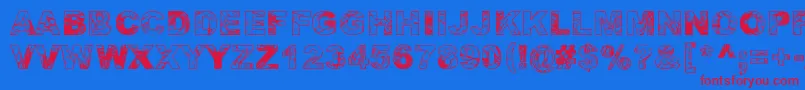 AdieresisOdieresisAring-Schriftart – Rote Schriften auf blauem Hintergrund