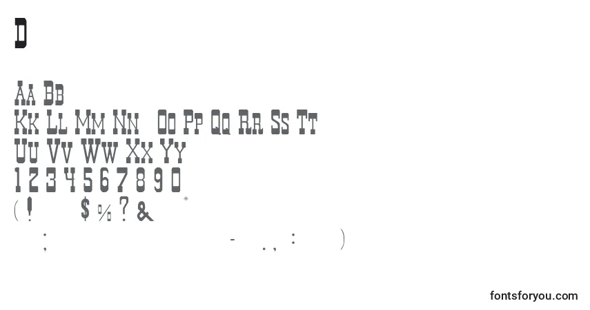 Czcionka Durango – alfabet, cyfry, specjalne znaki