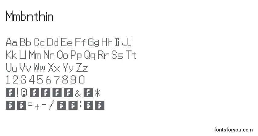 Шрифт Mmbnthin – алфавит, цифры, специальные символы