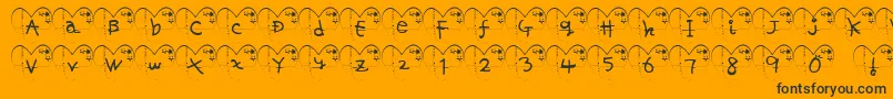 Ha ffy-Schriftart – Schwarze Schriften auf orangefarbenem Hintergrund