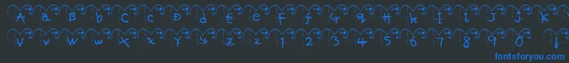 フォントHa ffy – 黒い背景に青い文字