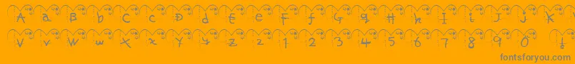 Ha ffy-Schriftart – Graue Schriften auf orangefarbenem Hintergrund