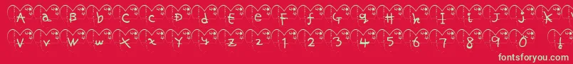 Ha ffy-Schriftart – Grüne Schriften auf rotem Hintergrund