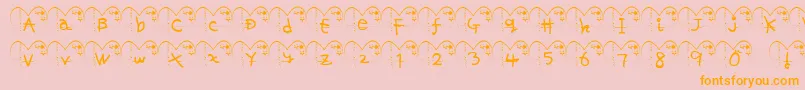 フォントHa ffy – オレンジの文字がピンクの背景にあります。