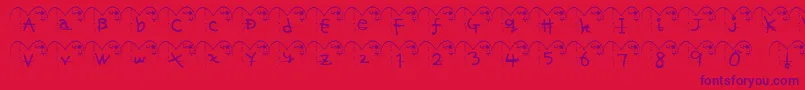 Saiba mais sobre a fonte Ha ffy Fonte Ha ffy – fontes roxas em um fundo vermelho