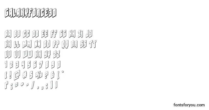 Czcionka Galaxyforce3D – alfabet, cyfry, specjalne znaki