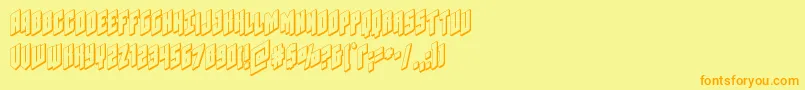 フォントGalaxyforce3D – オレンジの文字が黄色の背景にあります。