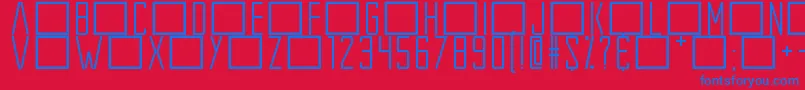 ExtrosBackstage-Schriftart – Blaue Schriften auf rotem Hintergrund