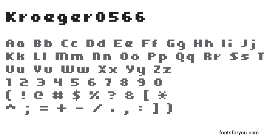 Kroeger0566-fontti – aakkoset, numerot, erikoismerkit