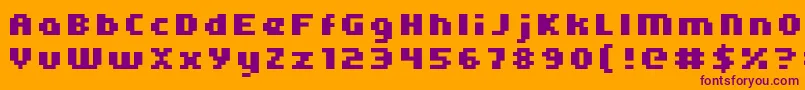 Kroeger0566-fontti – violetit fontit oranssilla taustalla