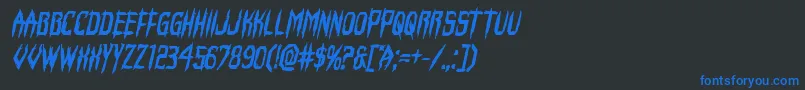 フォントHorroroidboldital – 黒い背景に青い文字