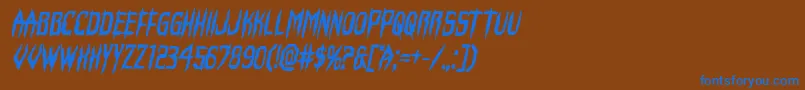 フォントHorroroidboldital – 茶色の背景に青い文字