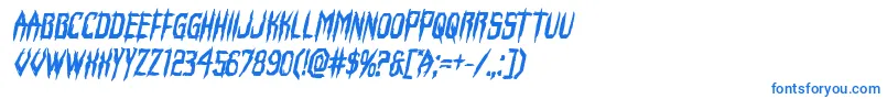 フォントHorroroidboldital – 白い背景に青い文字