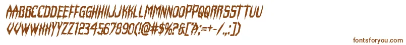 フォントHorroroidboldital – 白い背景に茶色のフォント