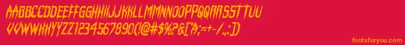 フォントHorroroidboldital – 赤い背景にオレンジの文字