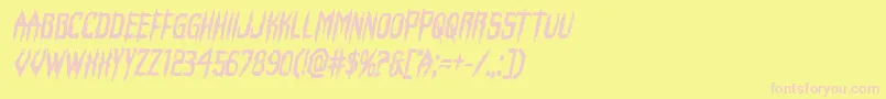 Horroroidboldital-Schriftart – Rosa Schriften auf gelbem Hintergrund