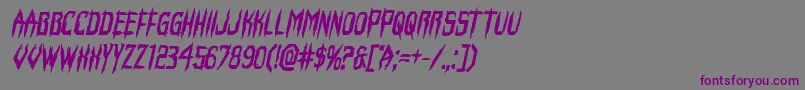 フォントHorroroidboldital – 紫色のフォント、灰色の背景