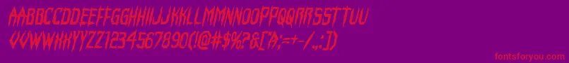 Horroroidboldital-Schriftart – Rote Schriften auf violettem Hintergrund