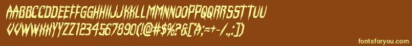 Horroroidboldital-fontti – keltaiset fontit ruskealla taustalla
