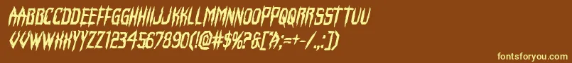 Czcionka Horroroidboldital – żółte czcionki na brązowym tle