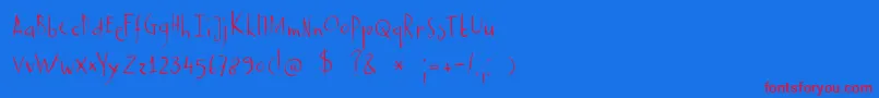 DkCastanea-Schriftart – Rote Schriften auf blauem Hintergrund