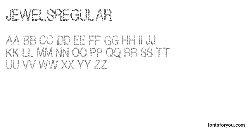 Шрифт JewelsRegular – алфавит, цифры, специальные символы