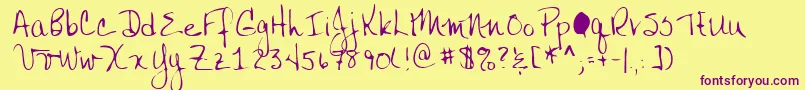 Lehn050 Font – Purple Fonts on Yellow Background