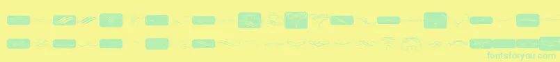 フォントPrtvignette – 黄色い背景に緑の文字