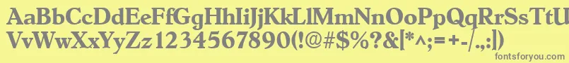 フォントHobokenBoldDb – 黄色の背景に灰色の文字