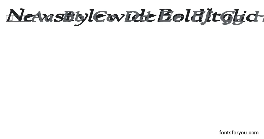 NewstylewideBoldItalicフォント–アルファベット、数字、特殊文字