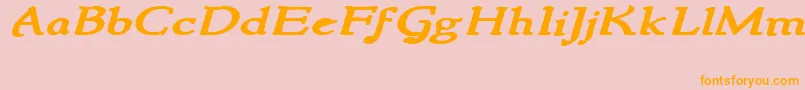 NewstylewideBoldItalic-Schriftart – Orangefarbene Schriften auf rosa Hintergrund