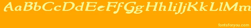 NewstylewideBoldItalic-Schriftart – Gelbe Schriften auf orangefarbenem Hintergrund