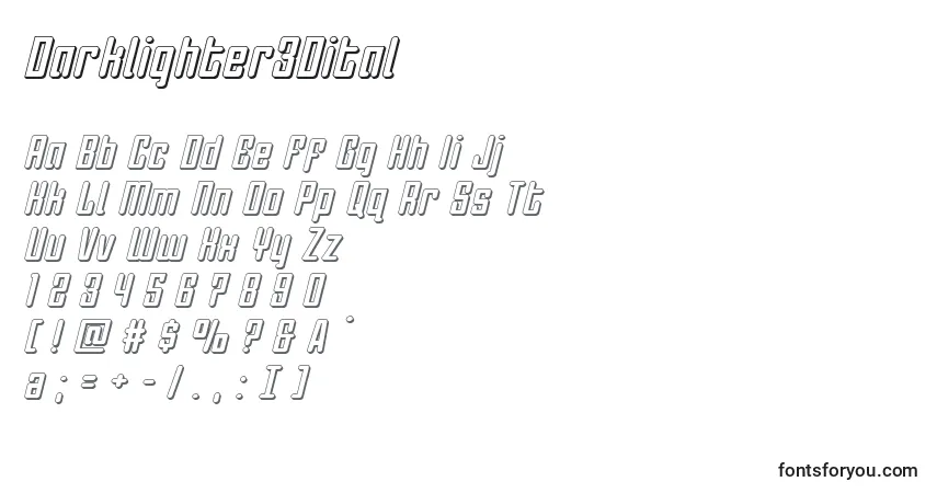 Czcionka Darklighter3Dital – alfabet, cyfry, specjalne znaki