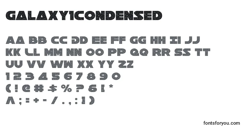 A fonte Galaxy1Condensed – alfabeto, números, caracteres especiais