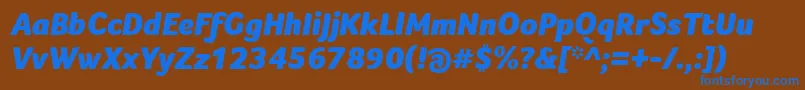 FocoBlackItalic Font – Blue Fonts on Brown Background