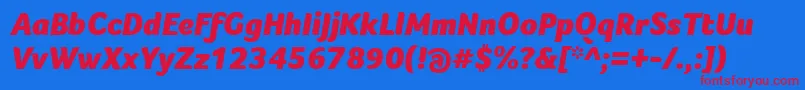 FocoBlackItalic Font – Red Fonts on Blue Background