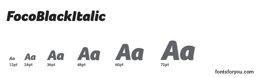 Размеры шрифта FocoBlackItalic