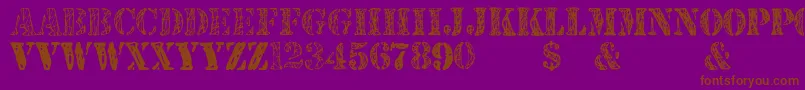 JjstencilTrialVersion-Schriftart – Braune Schriften auf violettem Hintergrund