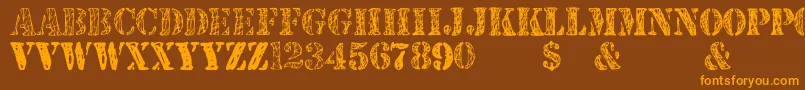 JjstencilTrialVersion Font – Orange Fonts on Brown Background