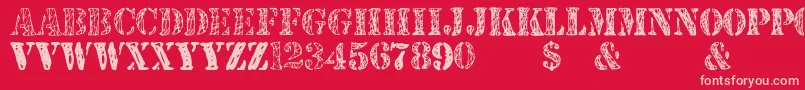 フォントJjstencilTrialVersion – 赤い背景にピンクのフォント