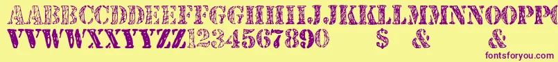 JjstencilTrialVersion-Schriftart – Violette Schriften auf gelbem Hintergrund