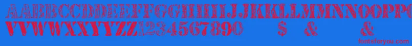 JjstencilTrialVersion Font – Red Fonts on Blue Background